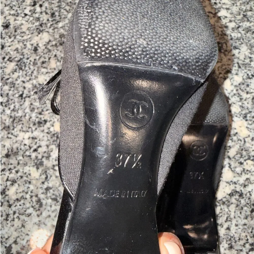 Vintage Chanel Black CC Logo Cap Toe Mules – Size 7.5B